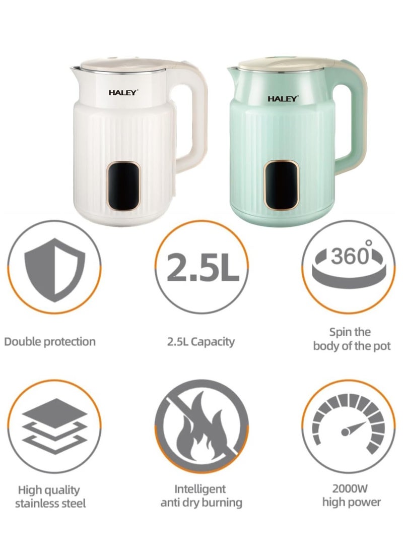 HALEY 2.5L Electric Kettle，2000W,304 stainless steel inner body, Hot Water Kettle,2 Year Warranty,HY-8920 (G.2.5L) - Image 3